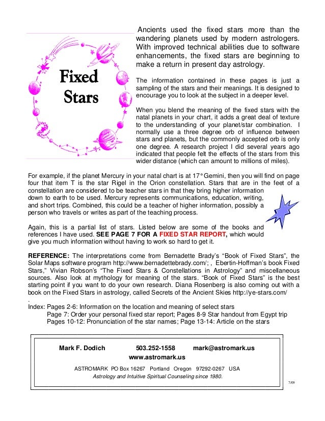 meaning fixed stars astrology
